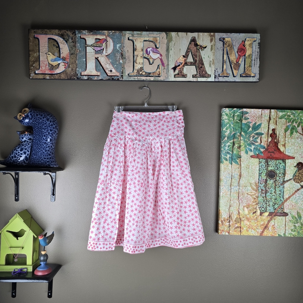 Mary Marshmallow Pink Star Print Wrap Mini Skirt One Size